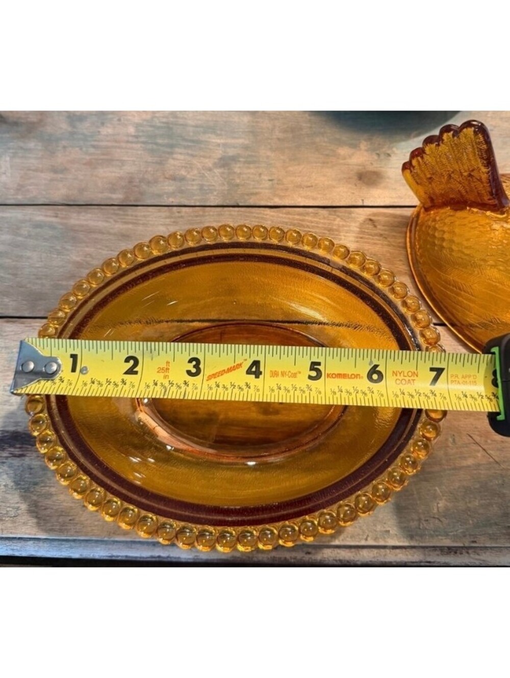 Vtg Indiana Glass Amber Hen on Nest Covered Candy Dish EUC Mid-Century 7”, 464 - Picture 5 of 8